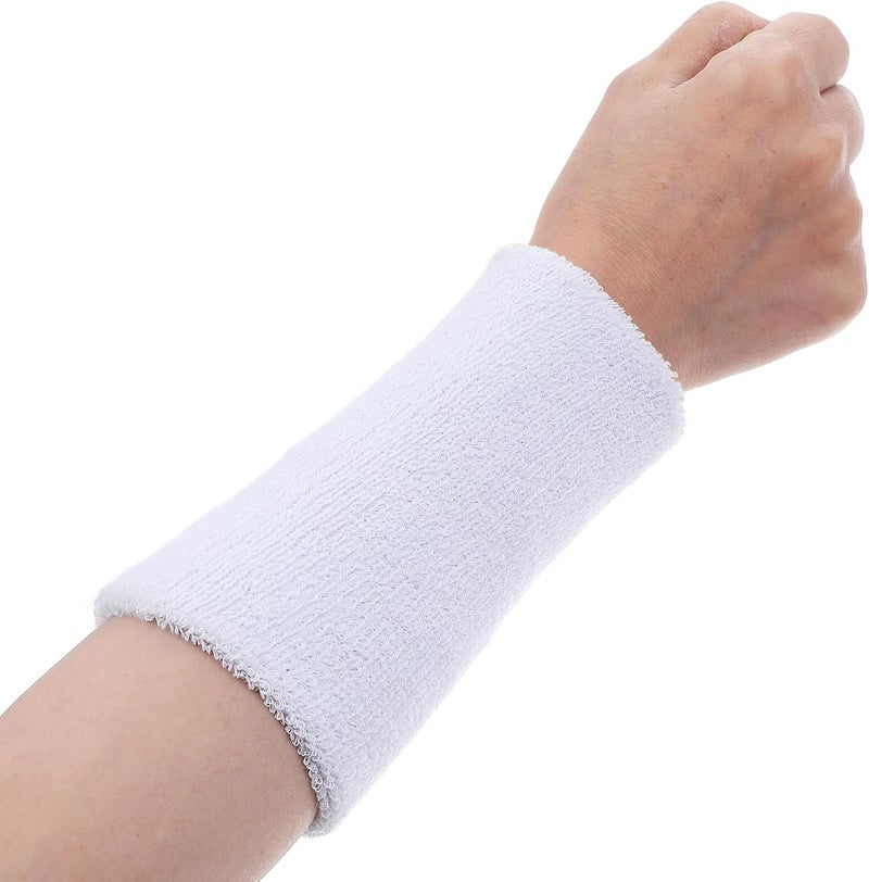 COMNICO Wrist Sweatbands Elastic Sport Wristbands 6 Inch Absorbent Terry Cloth Armbands Long Cotton Athletic Wrist Bands for Working Out Football Basketball Tennis Gym Costumes Cosplay - Image 1